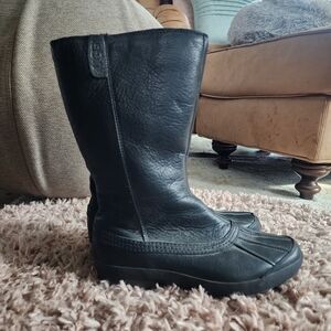 Black Ugg Boots Winter Waterproof Leather Uppers Sheep Fur